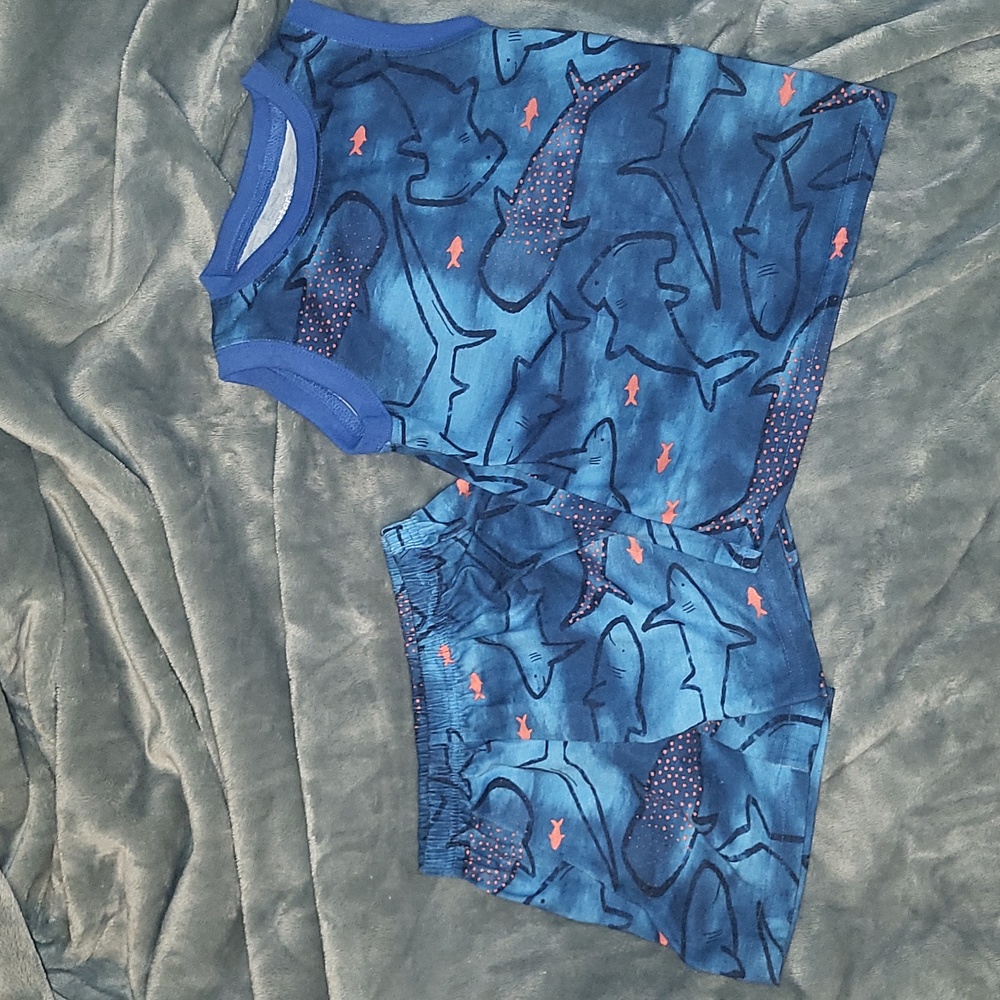 Carter 3T blue shark shorts and tank set